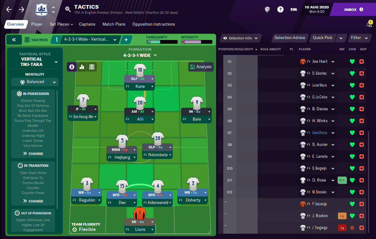 Football Manager 2021 Tottenham Tactic Team Guide FM21 FM Blog