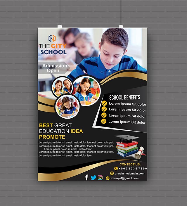 School Flyer Design Free Vector Template PSD & Cdr file Download