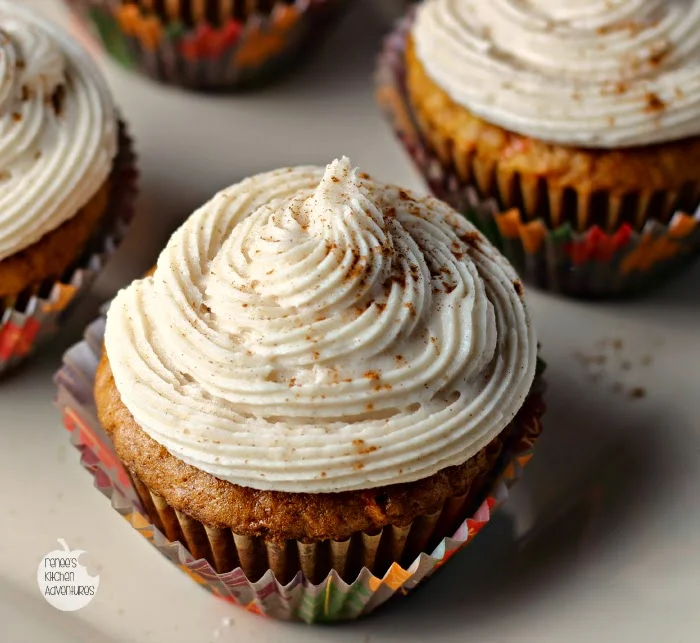 Carrot and Pineapple Cupcakes with Cinnamon Cream Cheese Icing | Renee's Kitchen Adventures   If you love carrot cake, you need to give this recipe a try! 