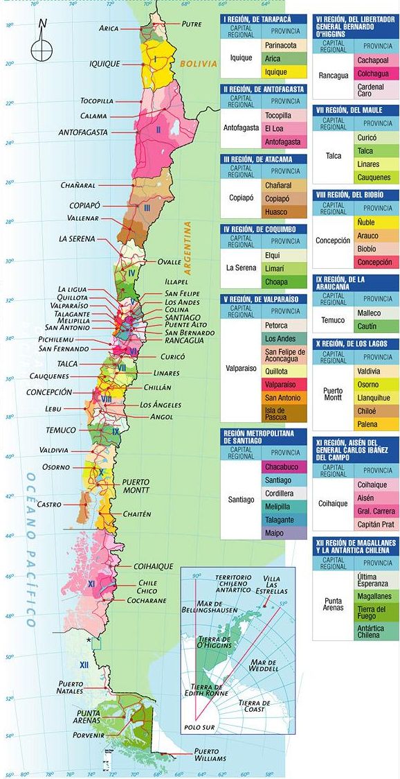Mapa de Chile - Latinoticias