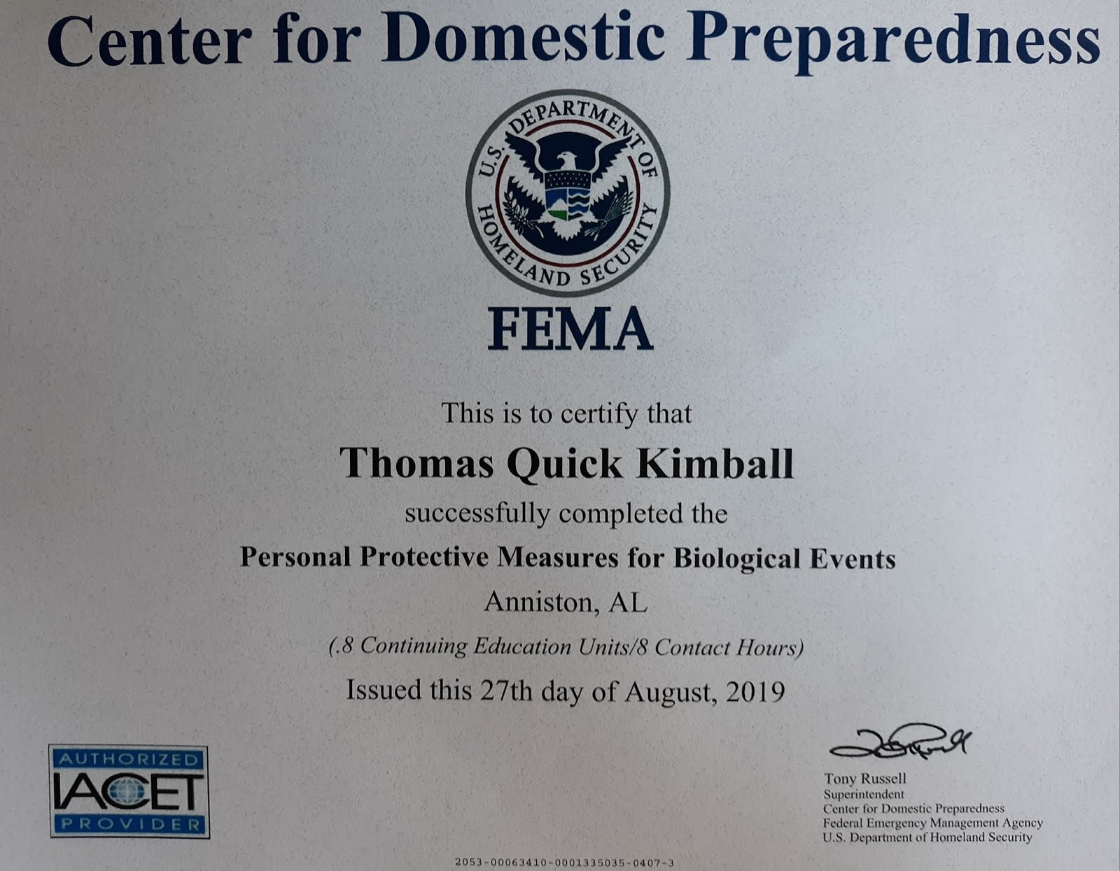 PPMB PER-320 Personal Protective Measures for Biological Events training