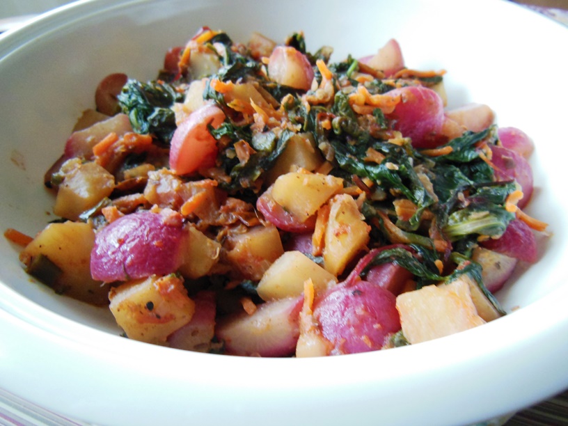 Chumkie's Kitchen StirFried Kale Medley with Red Radishes