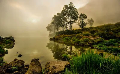 Lake Segara Anak altitude 2000 m of Mount Rinjani