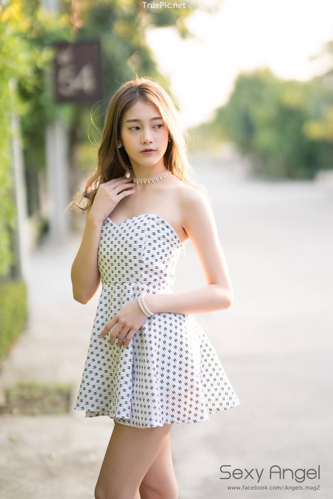 Thailand angel model Pimploy Chitranapawong - Welcoming the sun with Sweetheart mini dress