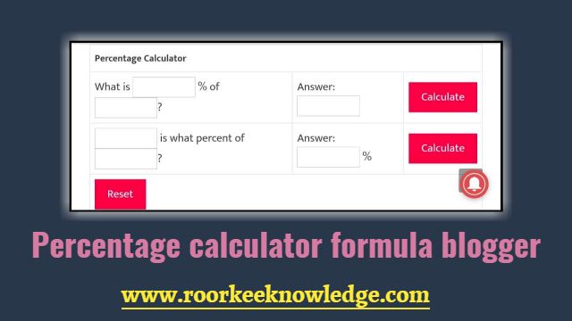 Online Percentage Calculator Formula Blogger