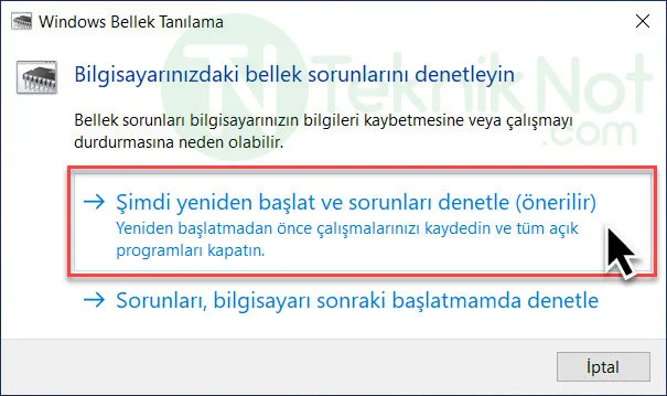 Windows Bellek Tanılama