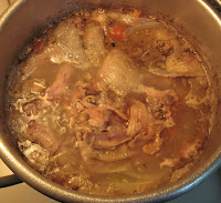 simmering poultry stock