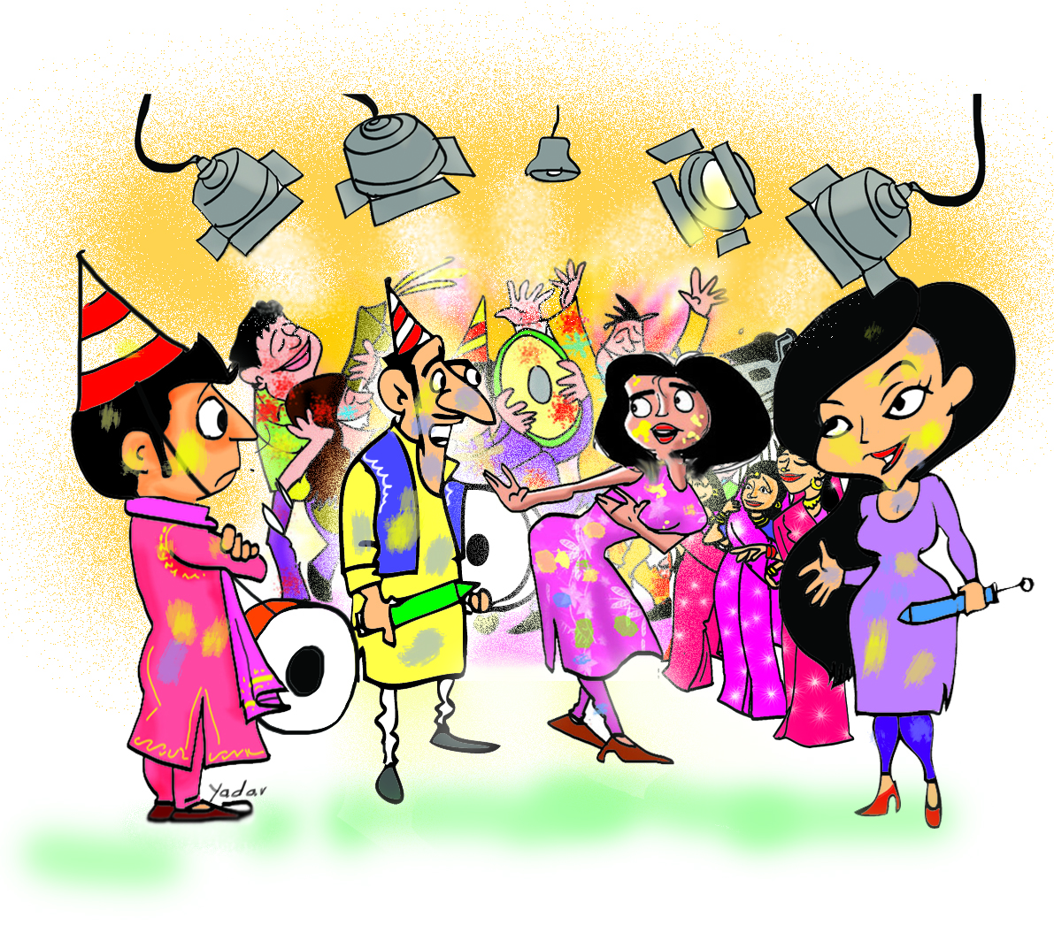 cartoon pic on holi