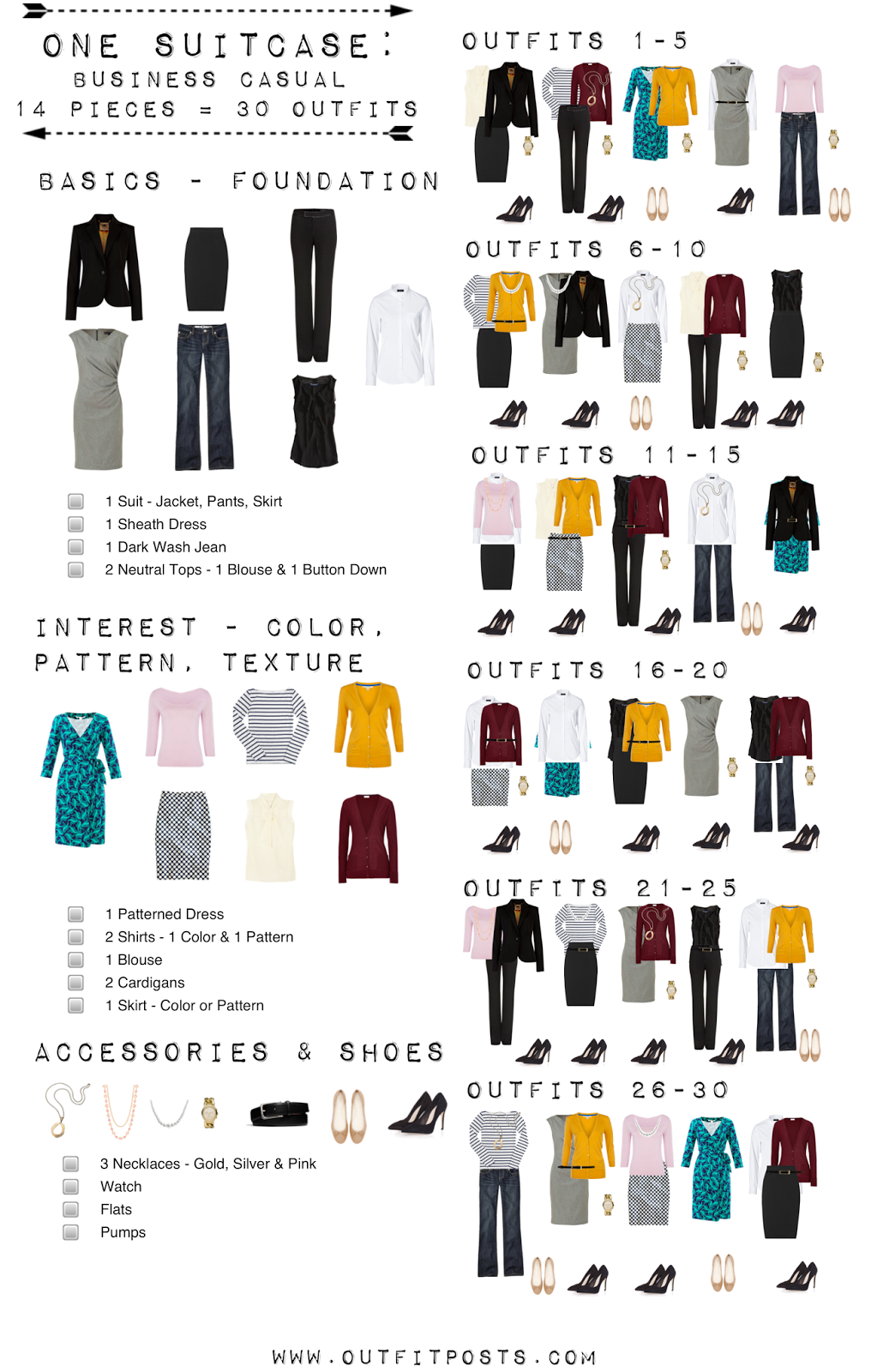 one suitcase: business casual capsule wardrobe | Outfit Posts