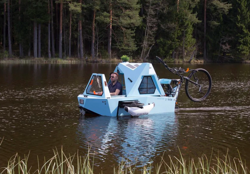 Zeltini ZTriton is Electric Camper Trike Cum Boat MOTOAUTO