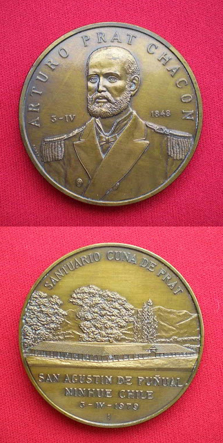 Medalla Santuario Cuna Prat SAN AGUSTIN DE PUÑUAL NINHUE CHILE 3-IV-1979
