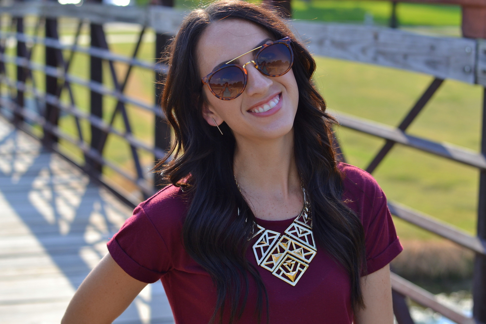 Basic Tee and Statement Necklace 