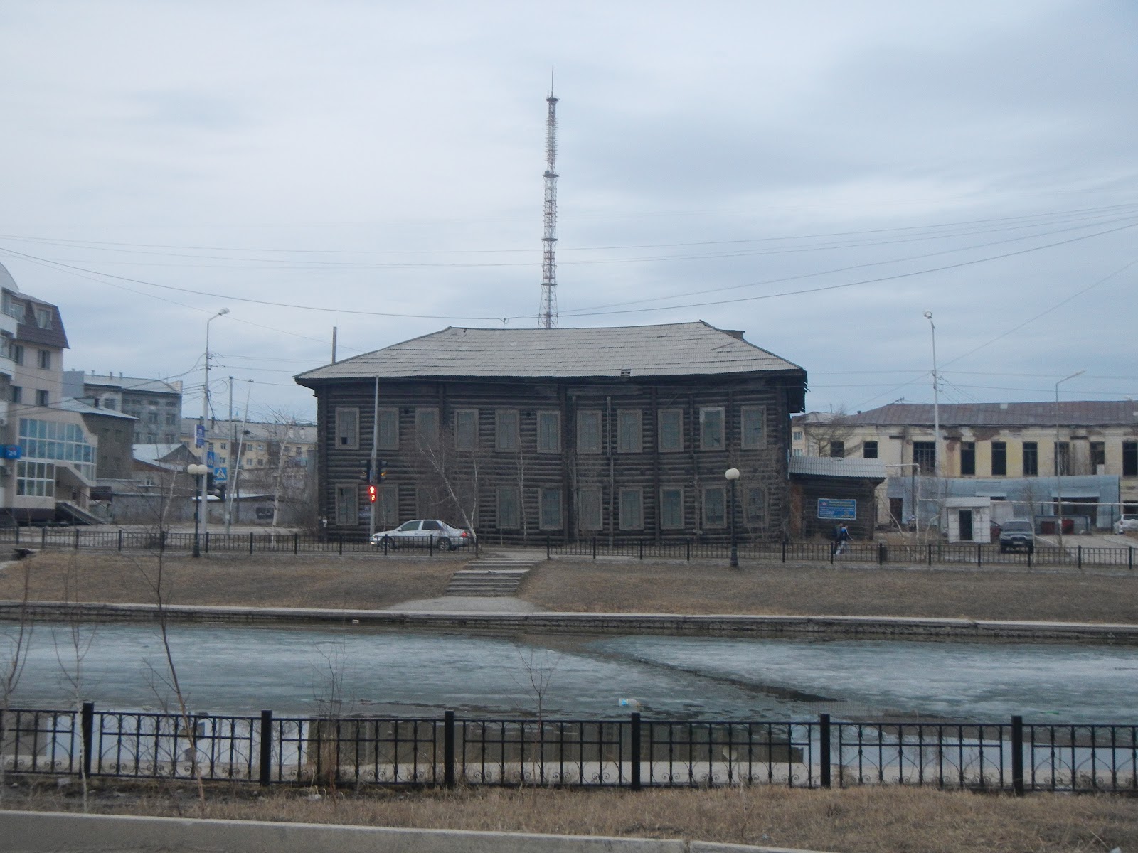 Life of countryside's girl from Yakutia Yakutsk. Houses on permafrost...