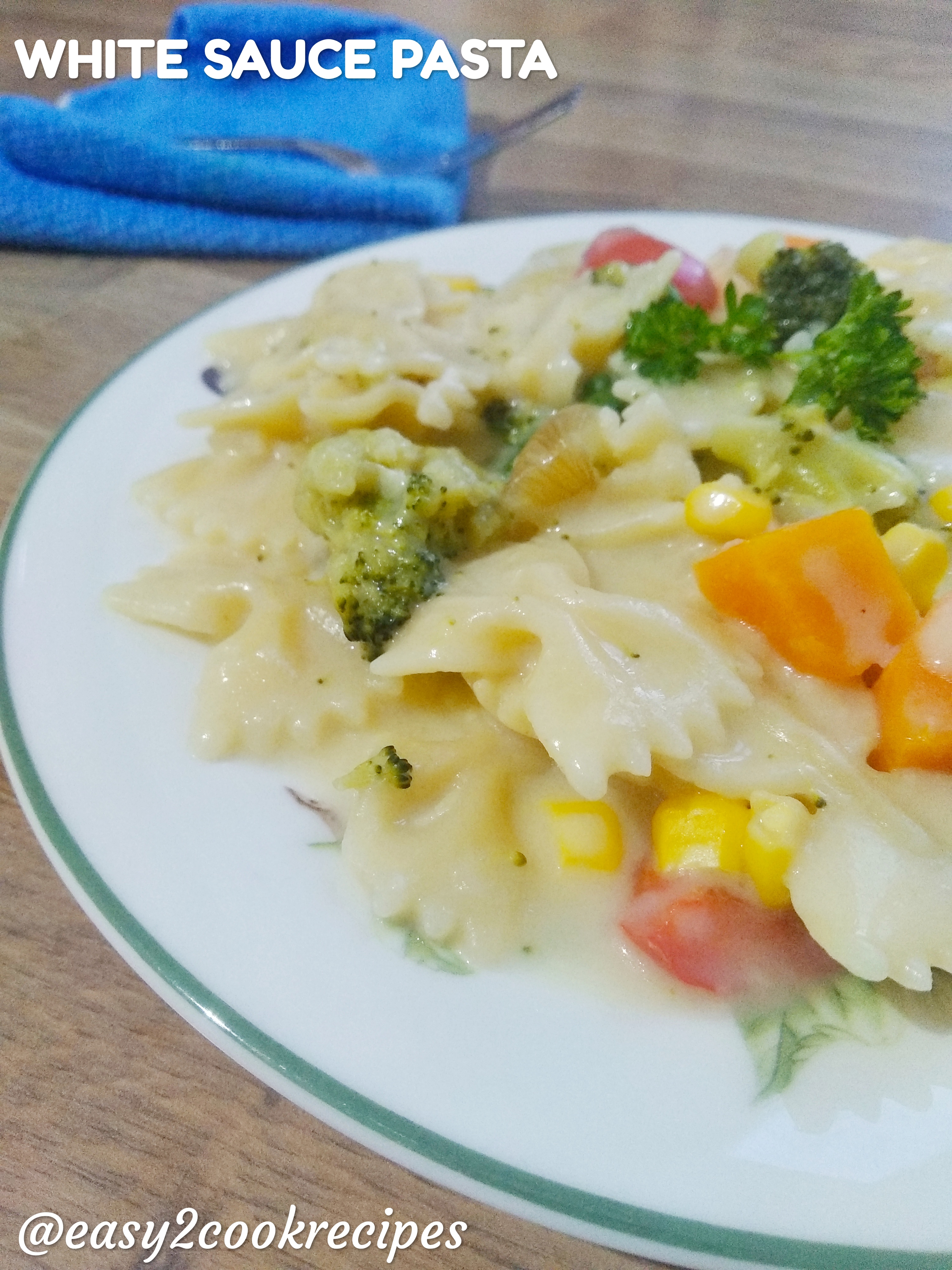 EASY2COOK RECIPES CREAMY CHEESY VEGETABLES PASTA IN WHITE SAUCE
