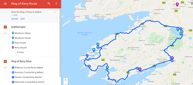 Map of the Ring of Kerry Route