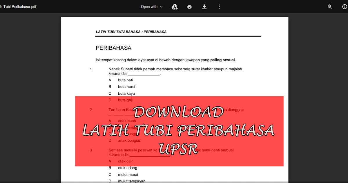 Soalan Latih Tubi Bahasa Melayu Tahun 1 - Terengganu t