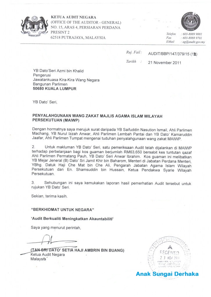 Contoh Surat Rasmi Perdana Menteri Malaysia