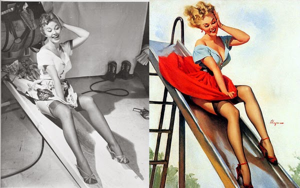 American pin up artist, Gil Elvgren paintings, pin up models