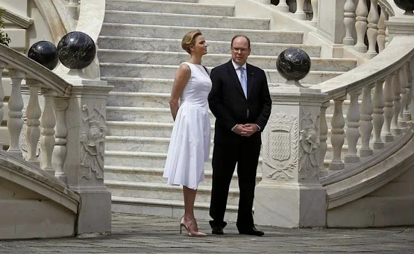 Prince Albert and Princess Charlene received Montenegro's President Filip Vujanovic and his wife Svetlana