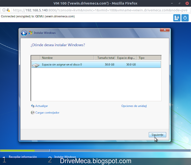 Instalando maquina virtual KVM de Windows Instalando maquina virtual KVM de Windows