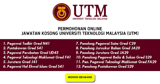 permohonan jawatan utm johor