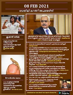 Daily Malayalam Current Affairs 08 Feb 2021