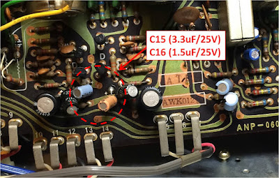 Pioneer SX-828_AF Amplifier Board_before servicing_C15 & C16