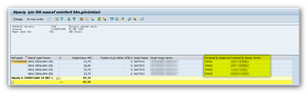 SAP Sisteminde İç Siparişlerin Kullanıcı Bazlı Olarak Takip Edilmesi