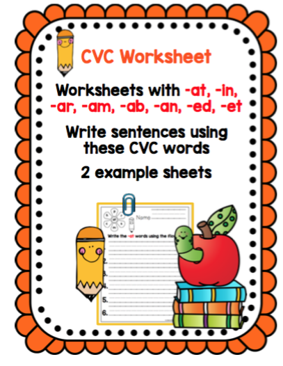 CVC Worksheets ~ Preschool Printables