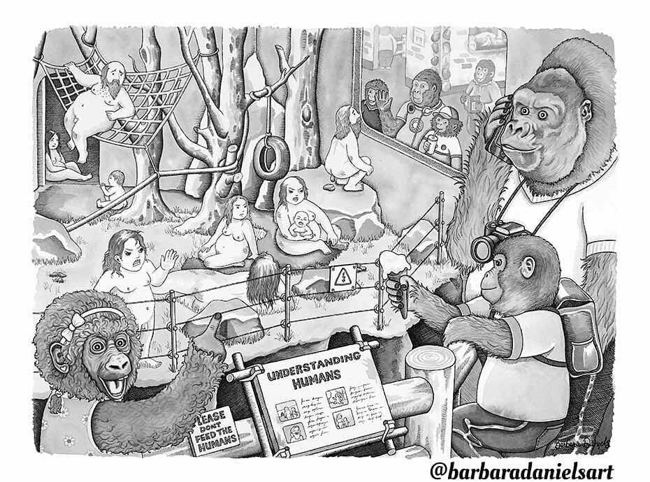 The Role Of Humans And Animals Is Reversed in These Parallel World Illustrations. The Outcome Is Terrifying! The Role Of Humans And Animals Is Reversed in These Parallel World Illustrations. The Outcome Is Terrifying!