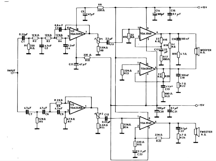TDA2040 amplifier circuit diagram