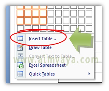  Gambar: Cara cepat membuat tabel berukuran besar (baris dan kolom banyak) di microsoft word