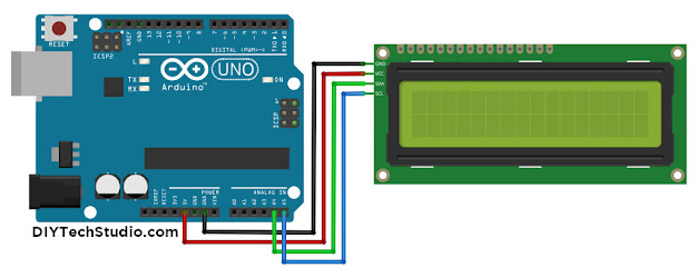 DIYTechStudio: How to connect 16*2 LCD Display using only 4 wires & I2C ...