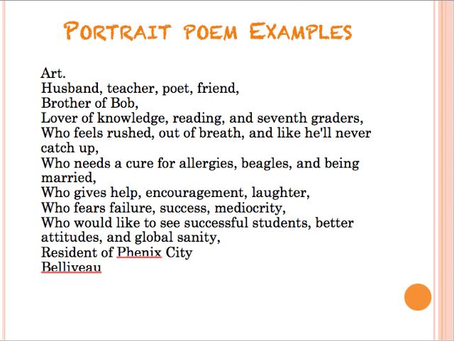 Flip Side 2 Reality: Portrait Poem Writing/Voice