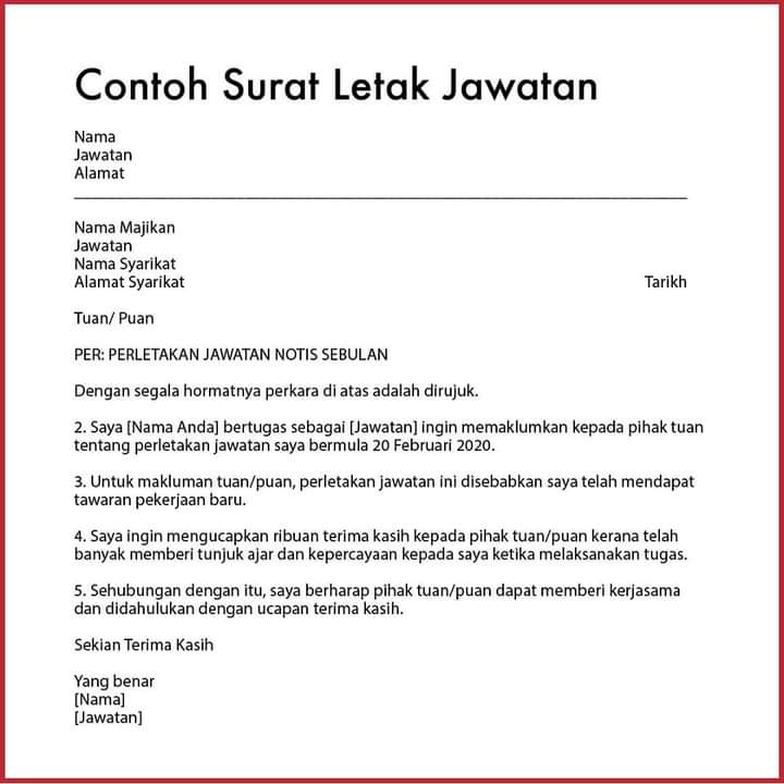 Contoh Surat Letak Jawata