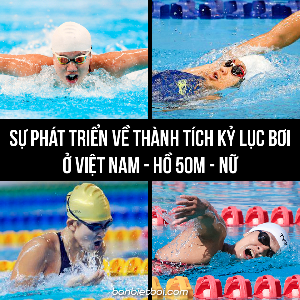 Sự phát triển về thành tích kỷ lục bơi ở Việt Nam – hồ 50m – Nữ