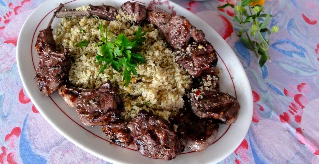 Grilled Lamb Chops with Minted Couscous Garbanzo Beans Recipe Cooking