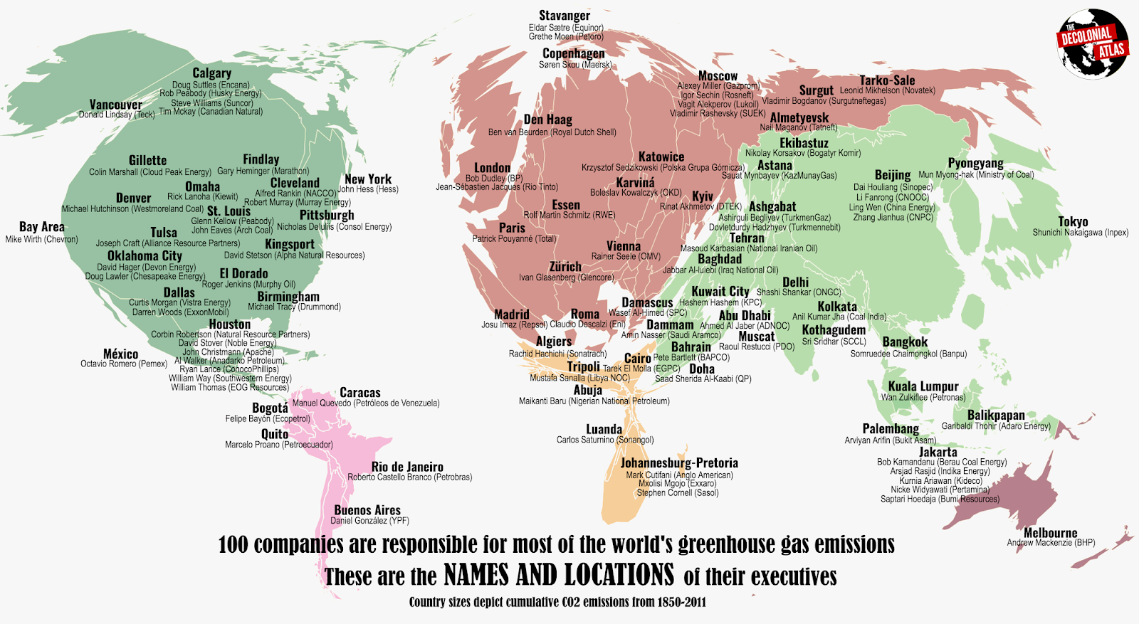 100 companies are responsible for most of the world's greenhouse gas emissions