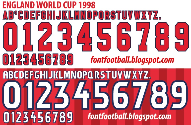 FONT FOOTBALL Font Vector England World Cup 1998 Shirt