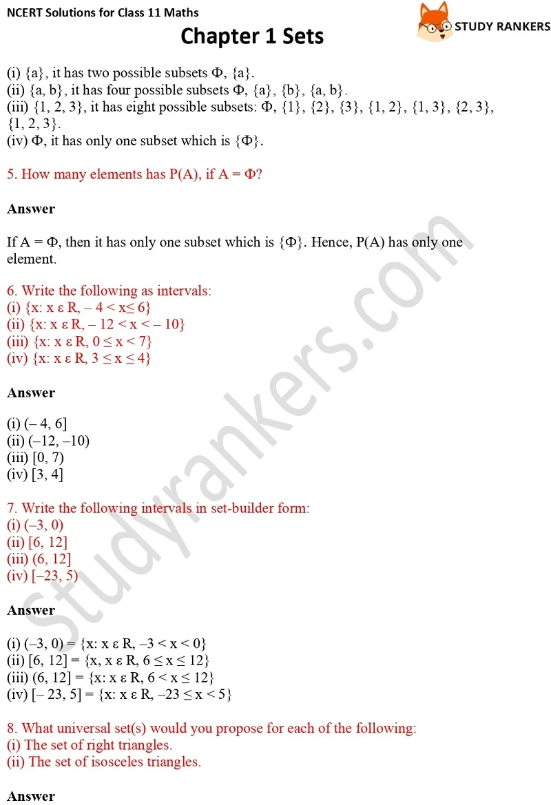 NCERT Solutions for Class 11 Maths Chapter 1 Sets 8
