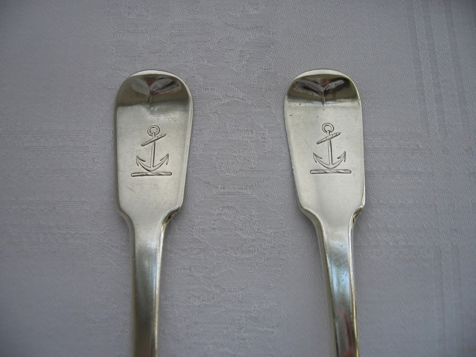 Antique Silver Forks Forks with a Rare Anchor Engraving