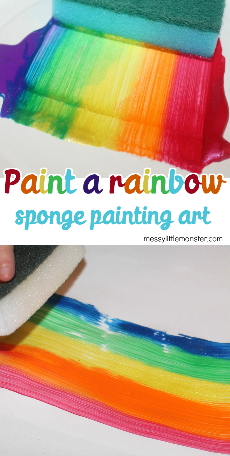 Paint a rainbow sponge painting art Messy Little Monster