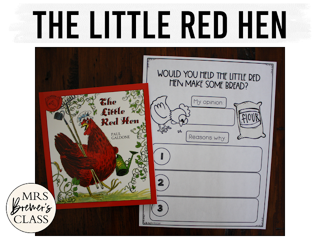 Little Red Hen book study literacy unit with Common Core aligned companion activities, class book, and craftivity for Kindergarten and First Grade