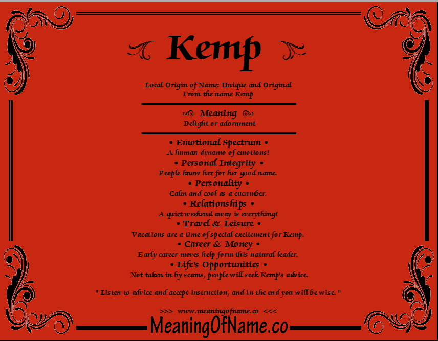 Kemp Meaning of Name