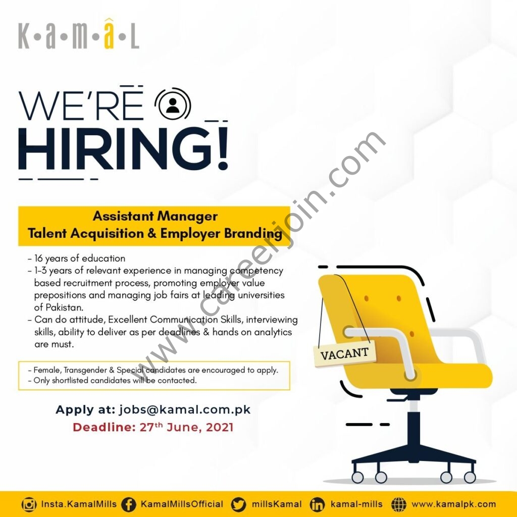 jobs@kamal.com.pk - Kamal Mills Limited Jobs 2021 in Pakistan