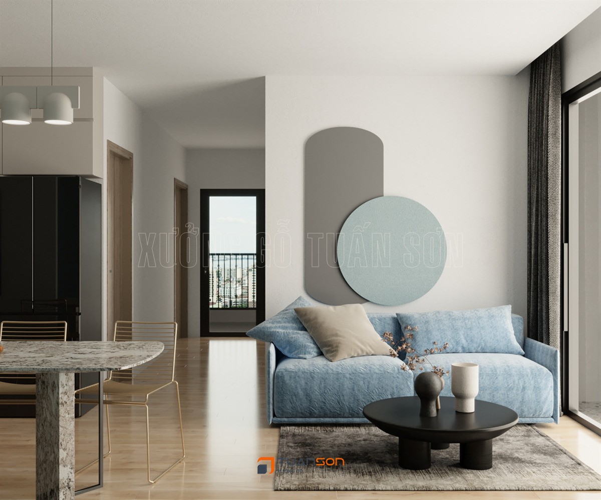 Mẫu thiết kế nội thất phòng khách căn 3PN Vinhomes Ocean Park đẹp nhất