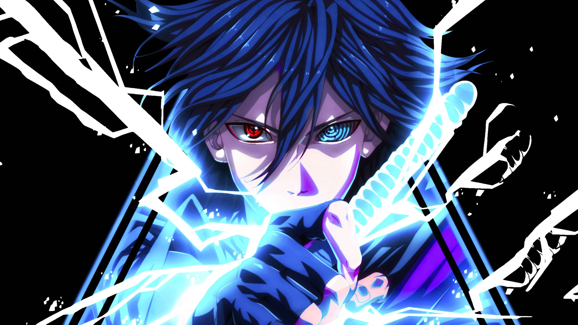 Anime Wallpaper 4K Sasuke Uchiha Sharingan Rinnegan Eyes Lightning Katana
