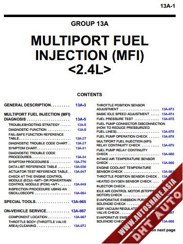Mitsubishi ebook,soft: [Service Manual] Engine Manual 2.4 LT MFI