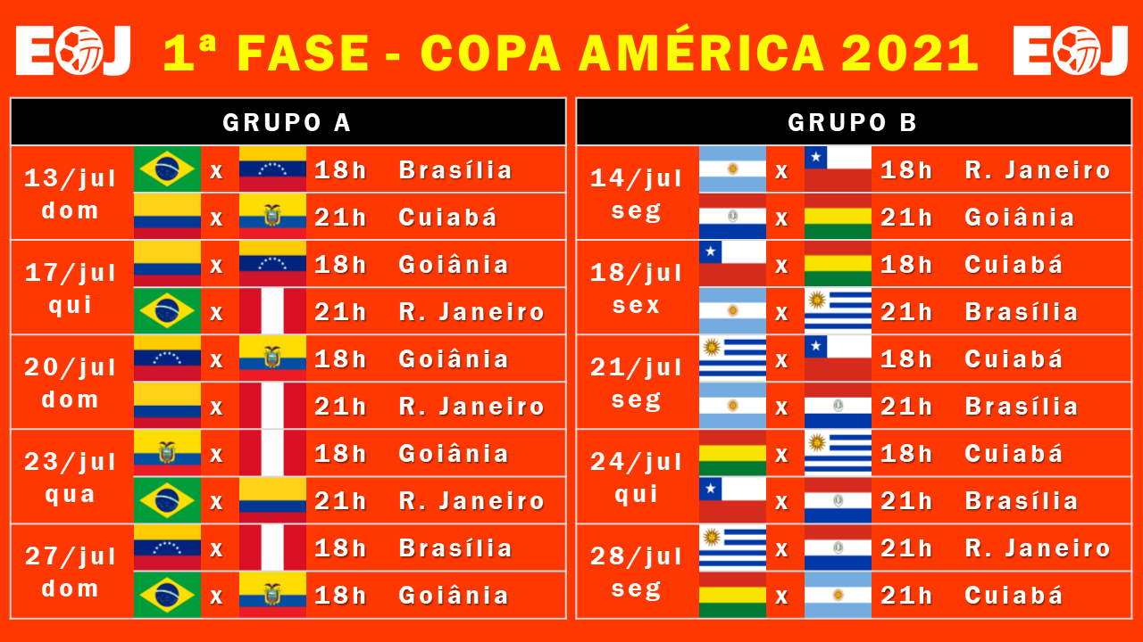 Conmebol divulga nova tabela da Copa América. Brasil estreia em
