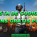 LISTA DE CÓDIGOS PARA SKINS DE PUBG GRÁTIS